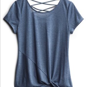 Fortune + ivy Bryce Twist Hem Back Detail Knit Top